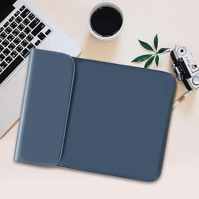 MOSISO Laptop Case 13.3 inch, 13-13.3 inch Laptop Sleeve Compatible with MacBook Neo 13 A18 Pro A3404 /Air 13/Pro 13/Pro 14 M5 M4 M3 M2 M1, Faux Suede Leather Case with Small Bag, Peacock Blue