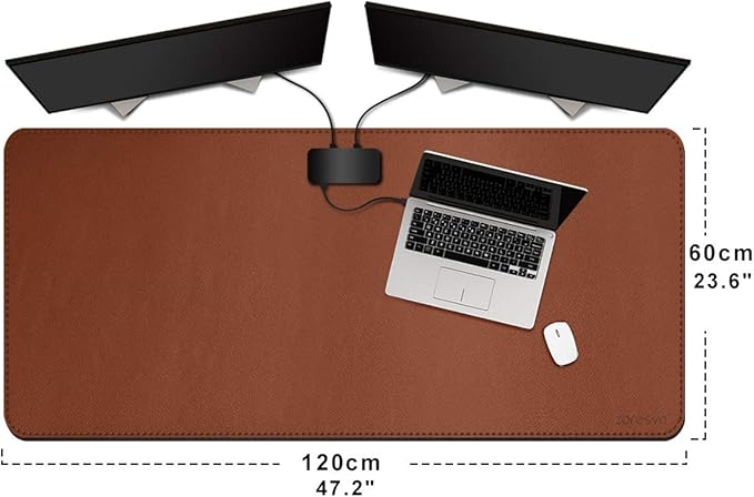 ZORESYN Mouse Pads (47.2" x 23.6") - PU Leather Extended Large Gaming Mousepad Desk Mat - Nonslip Base and Waterproof Desktop Keyboard Extended Mouse Mat (Light Brown, 3X-Large)