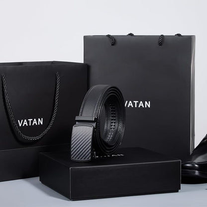 VATAN Men's Belt Leather Ratchet Belt for Men Dress Casual Every Day with Adjustable Buckle, Trim to Fit
