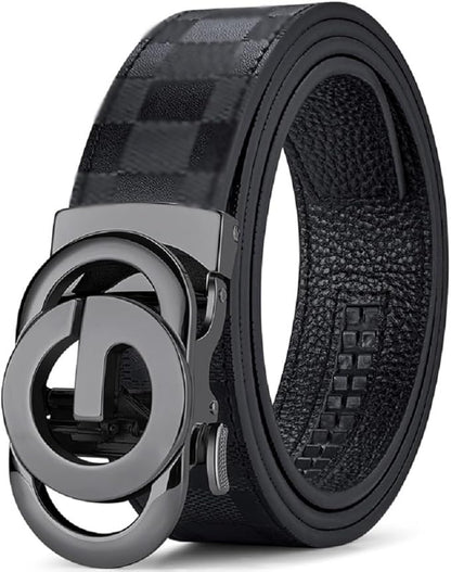 VANNANBA Mens Ratchet Belts Genuine Leather Designer Belt with Automatic Buckle Alloy Gift for Men