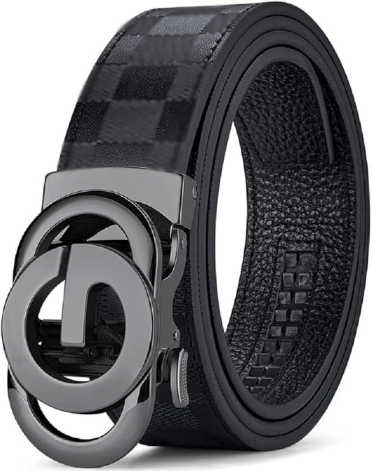 VANNANBA Mens Ratchet Belts Genuine Leather Designer Belt with Automatic Buckle Alloy Gift for Men