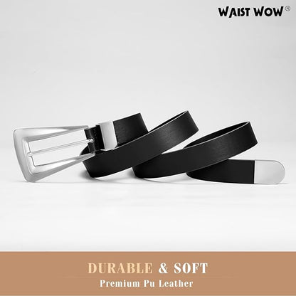 Women's Leather Belts for Jeans Pants Fashion Leather Waist Belt Ladies Dress Belts with Gold/Silver Buckle