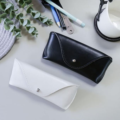 LogHog Portable Leather Glasses Case,Flexible Sunglasses Pouch Slim Case for Women Men Horizontal Eyeglass Case