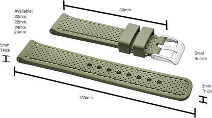 ALPINE Sporty Premium Soft Silicone Adjustable Watch Band - Replacement Rubber Watch Bands for Women & Men - Waterproof Quick Release Watch Straps - Compatible with Regular & Smart Watch Bands