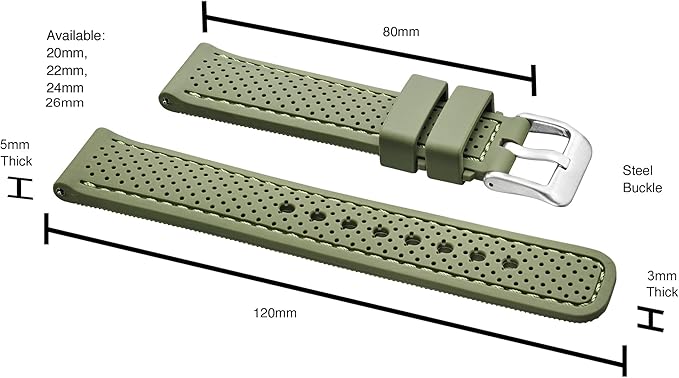 ALPINE Sporty Premium Soft Silicone Adjustable Watch Band - Replacement Rubber Watch Bands for Women & Men - Waterproof Quick Release Watch Straps - Compatible with Regular & Smart Watch Bands