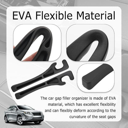 2PCS Car Seat Gap Filler Organizer,2026 Upgraded Car Seat Gap Plug with Storage Slot & Seats Belt Holes as Phone Holder,Universal No Drop Seats Guard for Cars Interior Accessories
