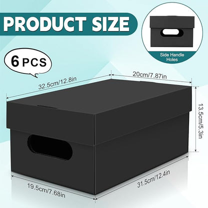 6PCS Photo Storage Box for 5"x7" Photos,12.8“ x 7.87“ x 5.3“ Picture Box Store and Protect Pictures with Lid, Photo Storage Box Documents Black