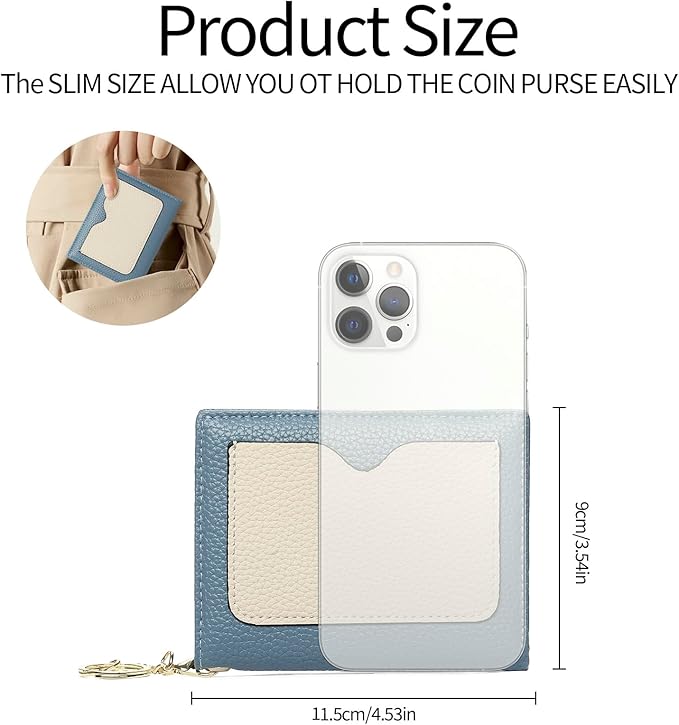 GAEKEAO Wallet Women RFID Blocking Small Bifold Vegan Leather Ladies Mini Purse with ID Window Zipper Change Pocket