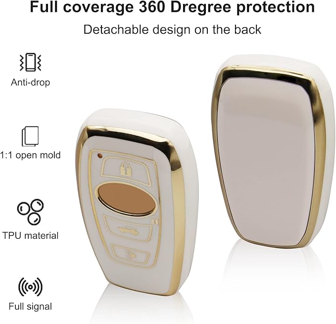 Elegananccy for Subaru Key Fob Cover, Soft Full Protection Key Case Shell with Keychain Compatible with Ascent BRZ Crosstrek Forester Impreza Legacy Outback WRX STI (White)