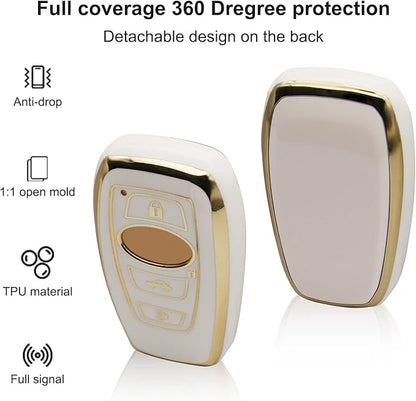 Elegananccy for Subaru Key Fob Cover, Soft Full Protection Key Case Shell with Keychain Compatible with Ascent BRZ Crosstrek Forester Impreza Legacy Outback WRX STI (White)