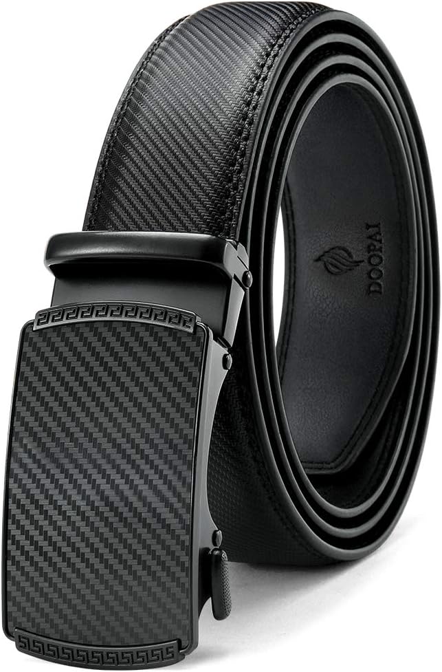 DOOPAI Belt Men, Ratchet Dress Adjustable 1 3/8" Sliding Leather Designer, Size Length Can be Cut, with Gift Box