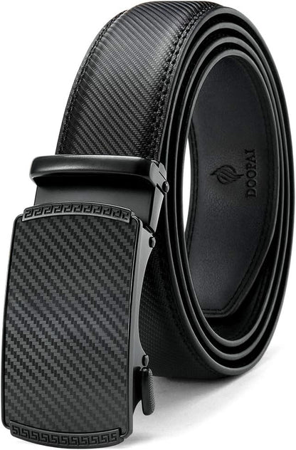 DOOPAI Belt Men, Ratchet Dress Adjustable 1 3/8" Sliding Leather Designer, Size Length Can be Cut, with Gift Box