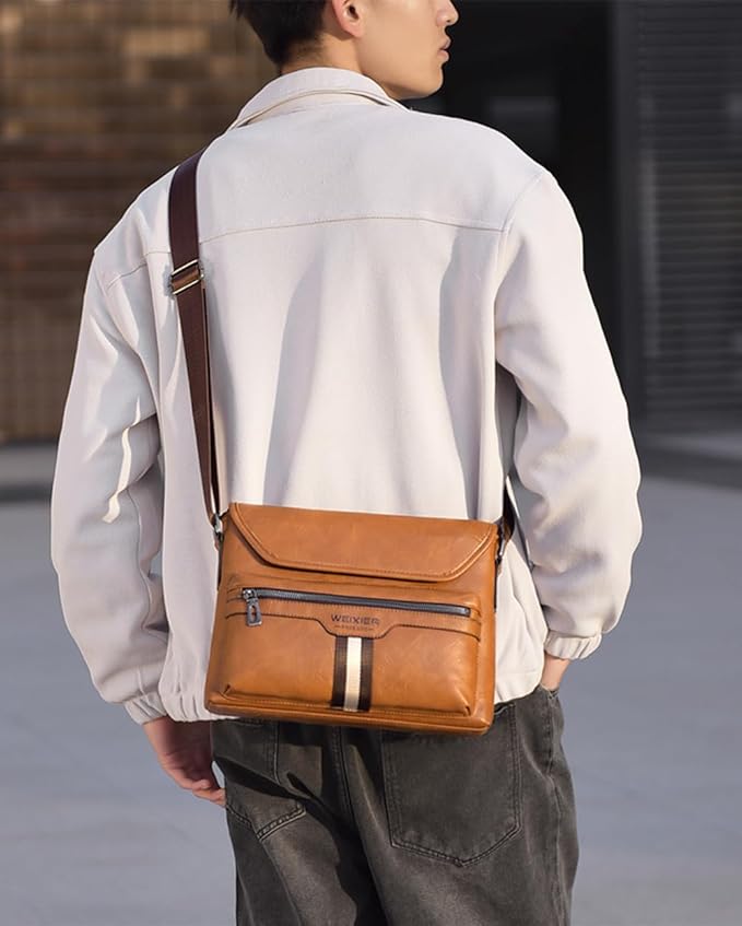 Zipper Buckle Leather Messenger Bag Crossbody Shoulder Bag Vintage Handle Bags | Zipper, Buckle, Leather, Vintage