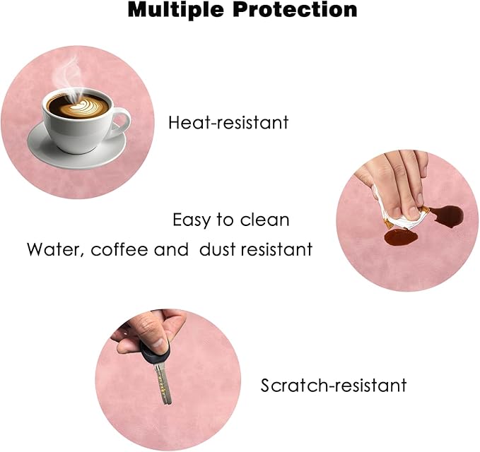 Leather Desk Mat, 23.6"x13.8" Non-Slip PU Leather Desk Pad, Thick Desk Blotter with Stitched Edge, Retro Large Mouse Pad, Laptop Pad for Office & Home Use (Pink)