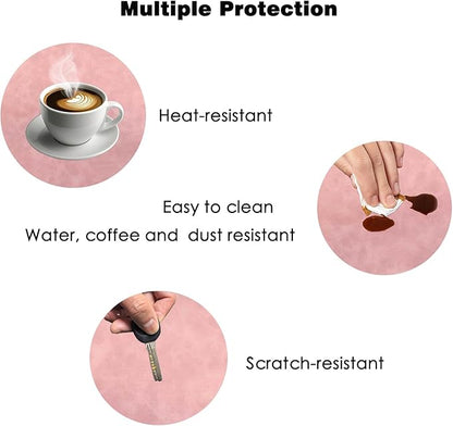 Leather Desk Mat, 23.6"x13.8" Non-Slip PU Leather Desk Pad, Thick Desk Blotter with Stitched Edge, Retro Large Mouse Pad, Laptop Pad for Office & Home Use (Pink)