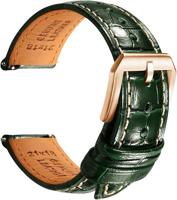 REZERO Leather Watch Bands for Men, Quick Release Watch Straps, Luxury Italian Alligator Grain Embossed Band Replacements 19mm 20mm 21mm 22mm