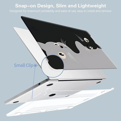 KEROM Compatible for MacBook Pro 13 Inch Case 2025 2024 2023 2022-2016 M2 M1 A2338 A2289 A2251 A2159 A1989 A1706 A1708, Cute Aesthetic Protective Plastic Hard Shell & Keyboard Cover, Two Cats