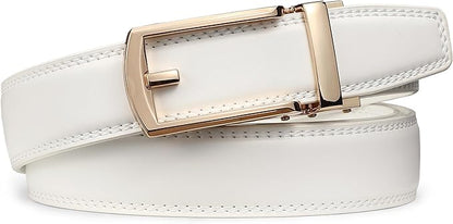 Founders & C Mens Ratchet Belt Leather Click 1 1/4" with Slide Buckle, Casual Dress Belt Adjustable