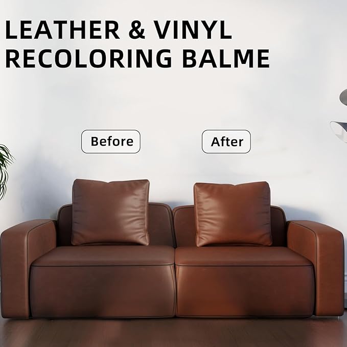 Malydyox Leather Recoloring Balm, 10 oz Leather Color Restorer Conditioner, Leather Color Repair Patch, Leather Restorer for Couches, Leather Color Repair Kits for Furniture, Sofa (Medium Brown)