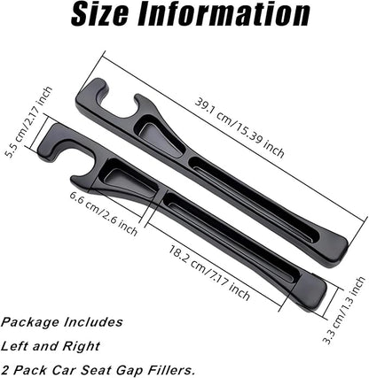 2 Pack Black Car Seat Gap Filler Organizer, Universal Car Seat Gap Plug with Seatbelt Slot, Anti-Drop Organizer for Keys Phones Storage for Auto Truck SUV