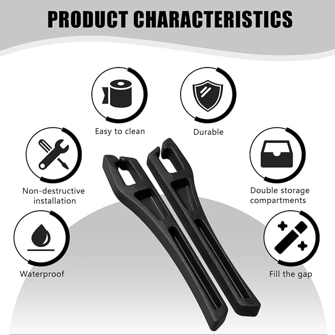 Car Seat Gap Filler, 2PCS Crevice Blocker Stopper Between Vehicle Seat Console, No Drop Automotive Fill Crevice Guard Interior Accessories, Universal for SUV Truck Sedan (Black)