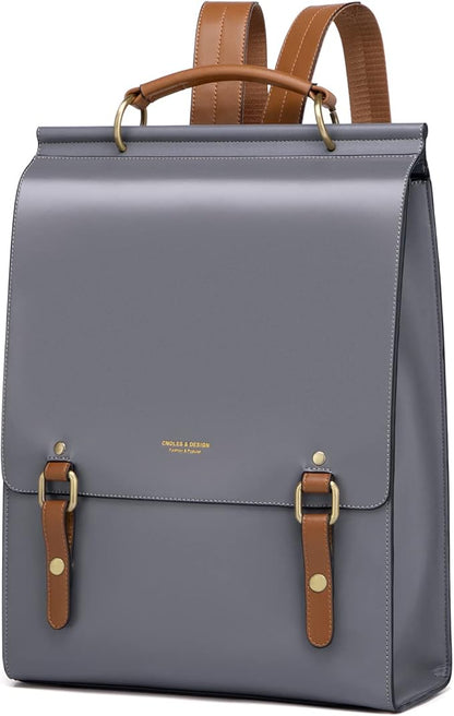 Cnoles Leather Backpack Purse For Women Fashion Ladies Vintage Bags Casual College Travel Backpacks Large bag Grey