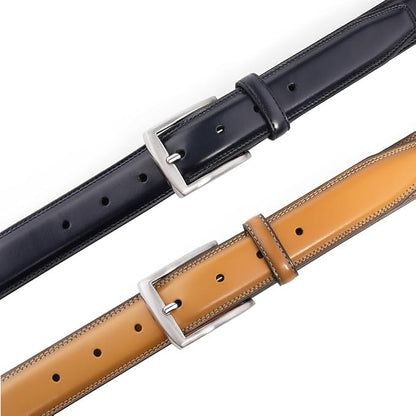 Mens Genuine Leather Dress Belt for Men, Handmade, 100% Cow Leather,Classic Casual and Business Belt Prong Buckle