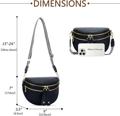 KKXIU Crossbody Sling Bag for Women Trendy Fanny Pack Vegan Leather Chest Bag | Trendy