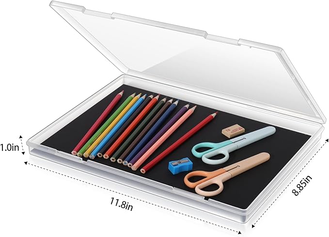 8 Pack Paper Storage Boxes, Scrapbook Paper Storage Fits 8.5" x 11.5" A4 Letter, Stackable Plastic Paper Storage with Snap for Protecting Scrapbooks, Photos, Game Card, Office Supplies, Files