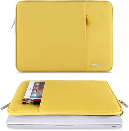 MOSISO Laptop Case 16 inch, 15-15.6 inch Laptop Sleeve Compatible with MacBook Pro 16 M5 M4 M3 M2 M1, HP Acer Dell Lenovo ASUS, Polyester Vertical Computer Sleeve Bag with Pocket, Yellow