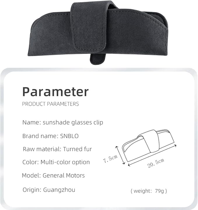 Sunglasses Holder for Car Sun Visor, Magnetic Closure Suede Vehicle Eyeglasses Holder Protective Box Clip, Automotive Glasses Storage Organizer, Universal for Truck, SUV, RV(Black)