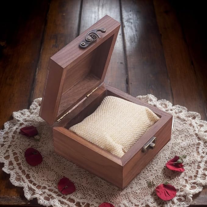 Walnut Wood Box for Crafts, Jewelry Box and watch box Wooden Keepsake Box Gift (Walnut)