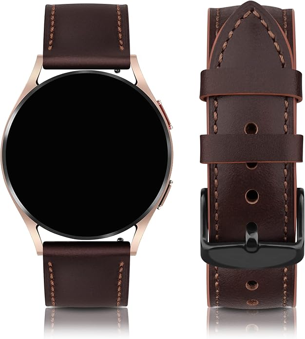 Vancle Quick Release Genuine Leather Watch Band 20mm 22mm Watch Strap, Top Grain Leather Watch bands for Men Women