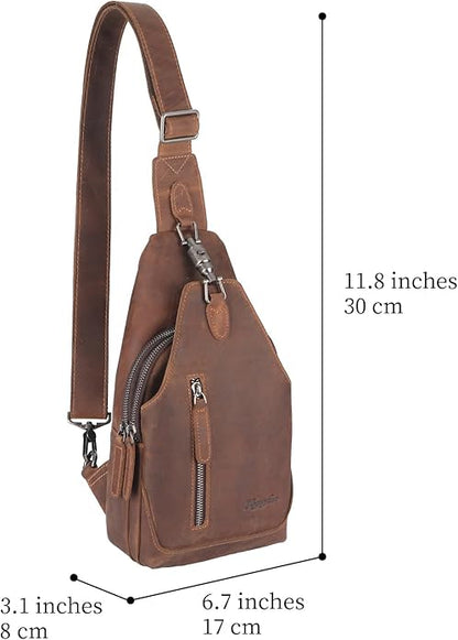 Genuine Leather Sling Bag for Men and Women Chest Pack Purse Crossbody Shoulder Bag Sling Backpack