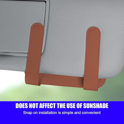 Zpana Car Sun Visor Organizer, Leather Vehicle Storage Glasses Pocket Ticket Clip, Automotive Interior Sunglasses Cards Pouch Case Bag Holder Accessories, Universal for SUV, Sedan, Truck (Brown)