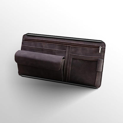 Sun Visor Organizer, Multi-Pocket Auto Visor Organizer for Car, SUV and Truck, Card Holder Glasses Holder for Car Interior Accessories Car Organizers And Storage, Brown
