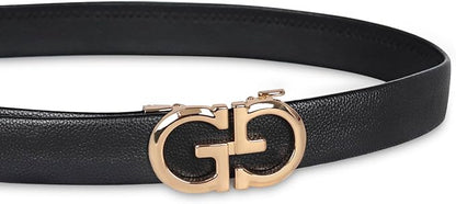 Aurolran Men&Womens Leather Dress Belt Business Automatic Buckle Belt Color-Black Silver Gold
