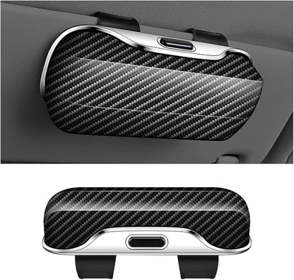 zipelo Sunglasses Holder for Car Sun Visor, Protective Automotive Eyeglasses Storage Case Hanger, Soft Vehicle Interior Glasses Organizer Box Accessories, Universal Fit (Carbon Fiber)