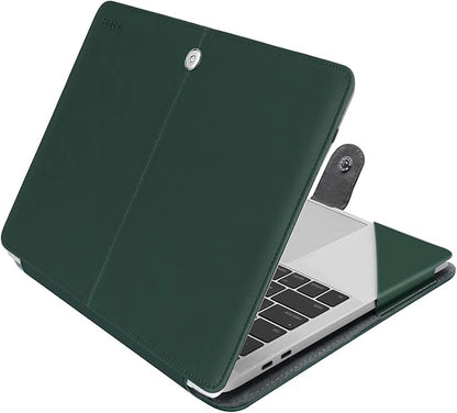 MOSISO Case Compatible with MacBook Air 13.6 inch M4 M3 M2 2025-2022 /Air 13 M1 2022-2018 /Pro 13 inch M2 M1 2025-2016, PU Leather Portfolio Protective Stand Cover, Deep Teal