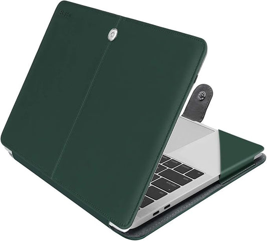 MOSISO Case Compatible with MacBook Air 13.6 inch M4 M3 M2 2025-2022 /Air 13 M1 2022-2018 /Pro 13 inch M2 M1 2025-2016, PU Leather Portfolio Protective Stand Cover, Deep Teal