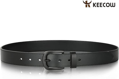 KEECOW Men's 100% Italian Cow Leather Belt Men With Anti-Scratch Buckle,Packed in a Box
