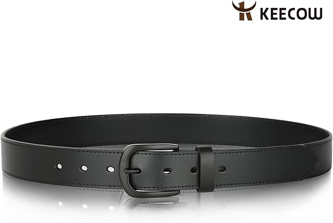 KEECOW Men's 100% Italian Cow Leather Belt Men With Anti-Scratch Buckle,Packed in a Box