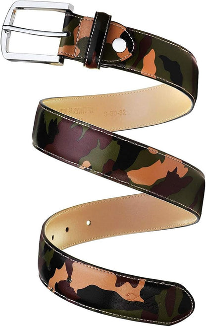 Falari Men Genuine Leather Casual Dress Belt With Single Prong Buckle, Classic Style Belt