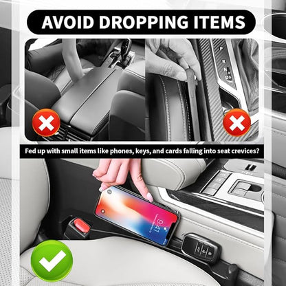 Turcee 2PCS Car Seat Gap Filler Organizer with Storage Slot & Hook,Car Seat Gap Filler Strip for Filling Gaps,Universal & Double-Sided Use Cars Seats Gaps Plug Cars Interior Accessories