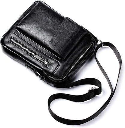 Messenger Bag for Men Crossbody Shoulder Purse Small Vintage PU Leather Satchel Pouch Side Crossover Handbag