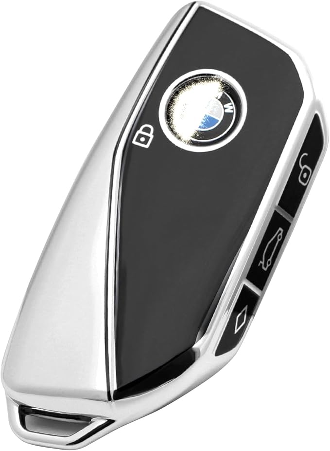 Creativity Advanced soft TPU key Cover Suitable for BMW 2023-2026 New 5 7 Series iX XM IX3 i7 X1 X5 X6 X7 key (Silver)