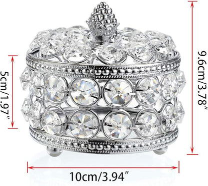 Hipiwe Crystal Mirrored Jewelry Box Jewelry Trinket Organizer Box Home Decor Ring Earrings Necklace Storage Holder Keepsake Box