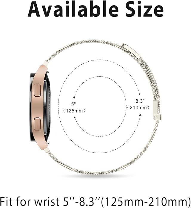Vanjua 20mm 22mm Watch Band for Women Men, 20mm 22mm Quick Release Stainless Steel Metal Mesh Loop Adjustable Magnetic Replacement Wristbands Straps Bands