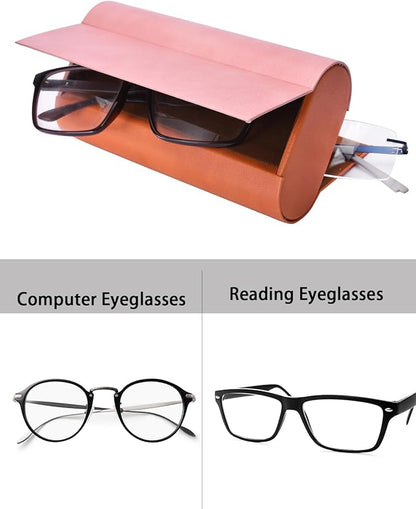 Philley Dual Glasses Case 2-in-1 PU Leather Hard Shell Double Eyeglasses case for Women & Men