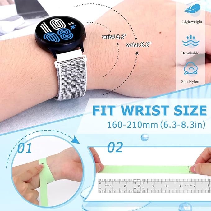 22mm Nylon Quick Release Watch Band Compatible with Samsung Galaxy Watch 3 45mm/Gear S3 Frontier/Garmin Venu 4 45mm/3 45mm/2/Vivoactive 4/Forerunner 570(47mm)/255/265/Amazfit Helio/Bip 6/5/Balance 2